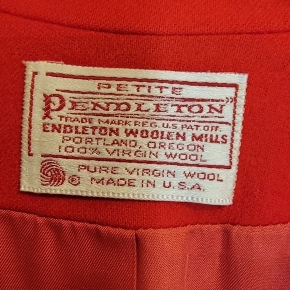 Vintage Pendleton Red Wool Petite Size 8 Coat